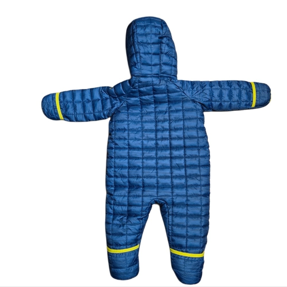 Snozu Baby Blue Quilted Hooded Snowsuit 9-12 Months Warm Fleece Lined Bunting - Picture 4 of 8